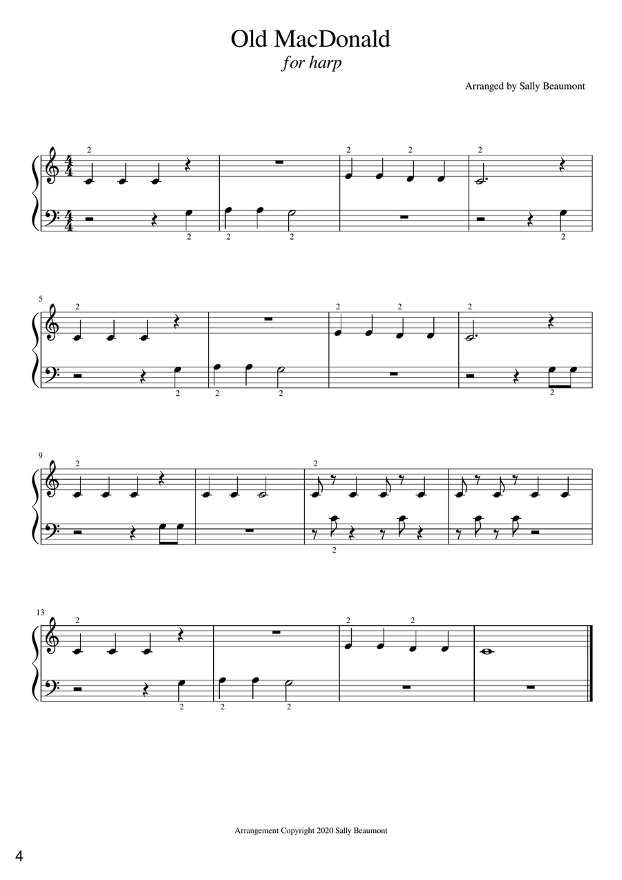 Children's Songs for Harp Book 1 - 13 easy songs for Kids Celtic Harp scores gallery preview page 4