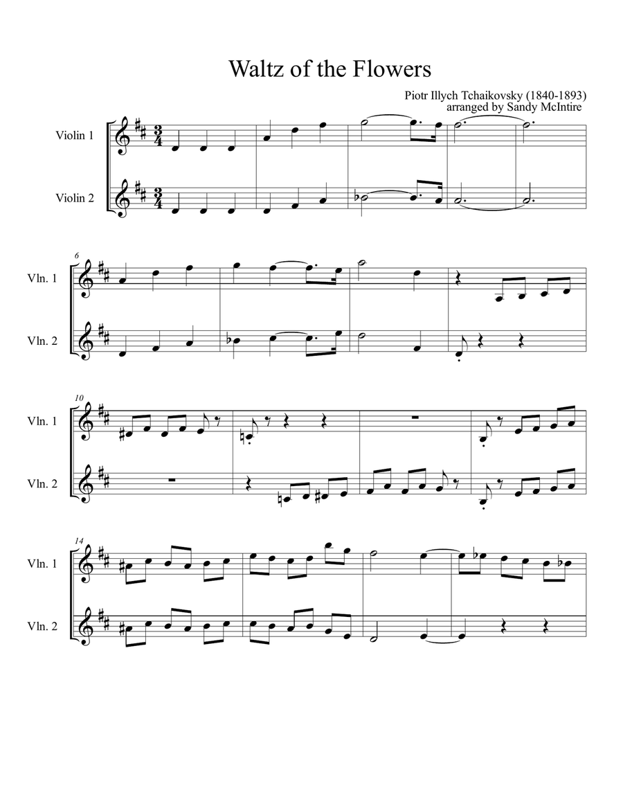 Waltz of the Flowers String Duet scores gallery preview page 2