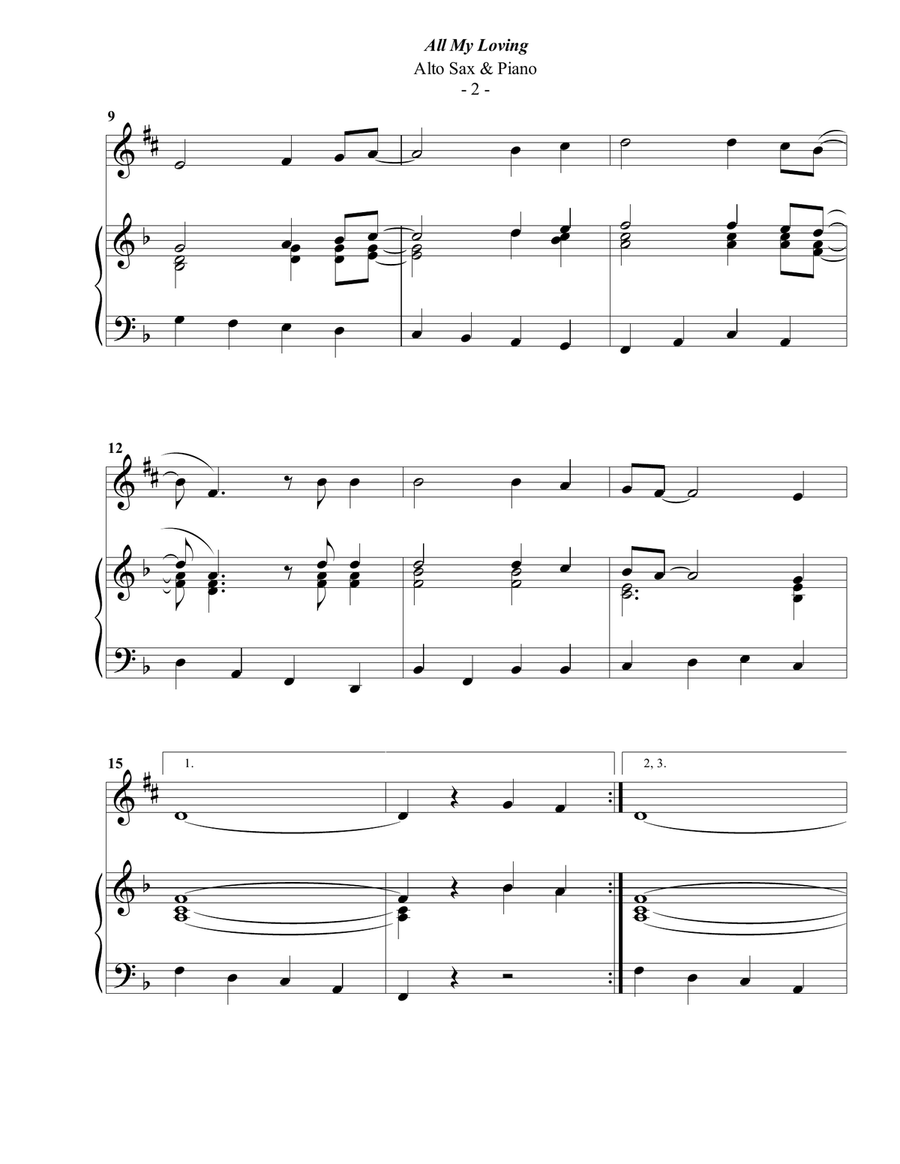 All My Loving Alto Saxophone scores gallery preview page 2