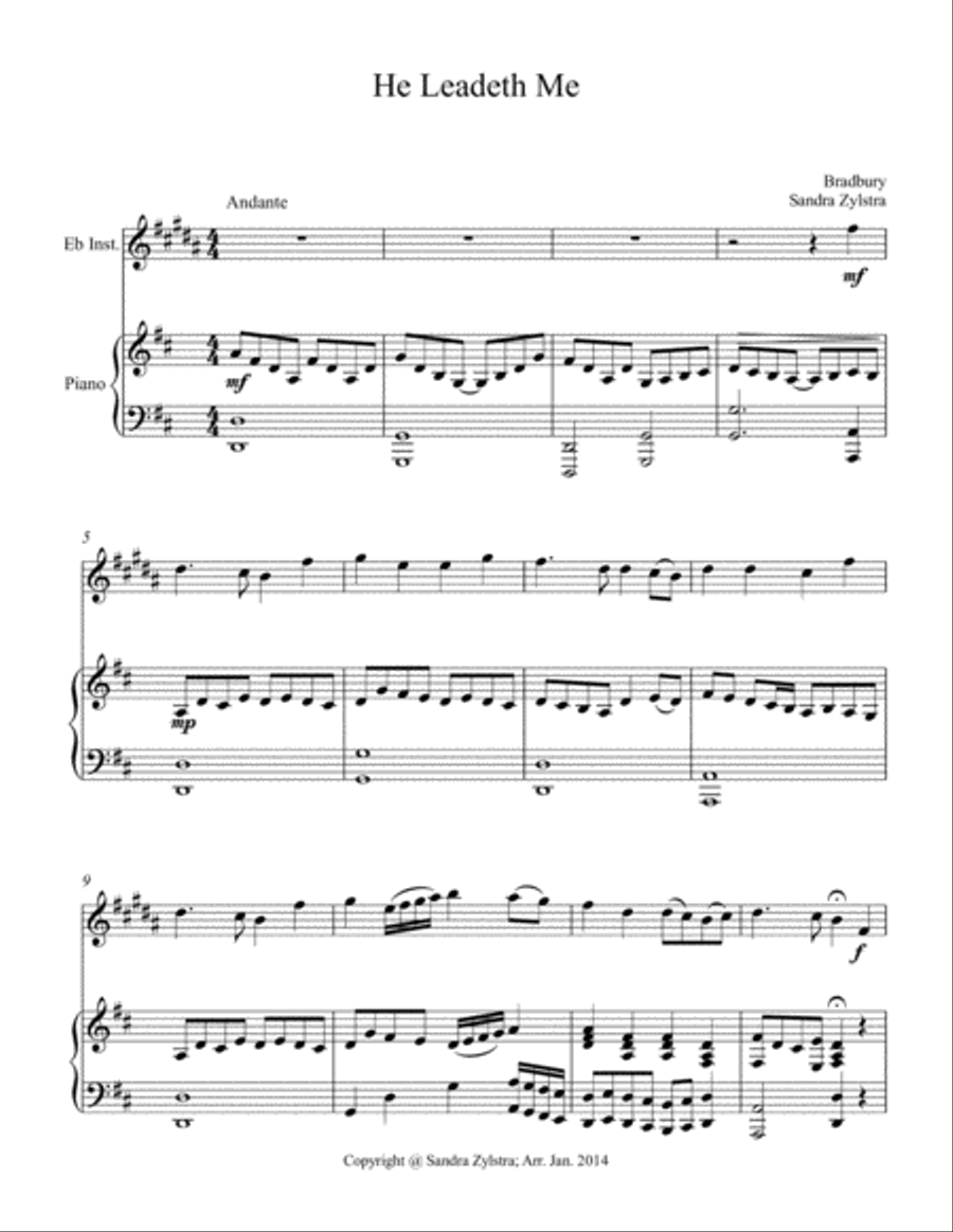 He Leadeth Me (treble Eb instrument solo) Alto Saxophone scores gallery preview page 2