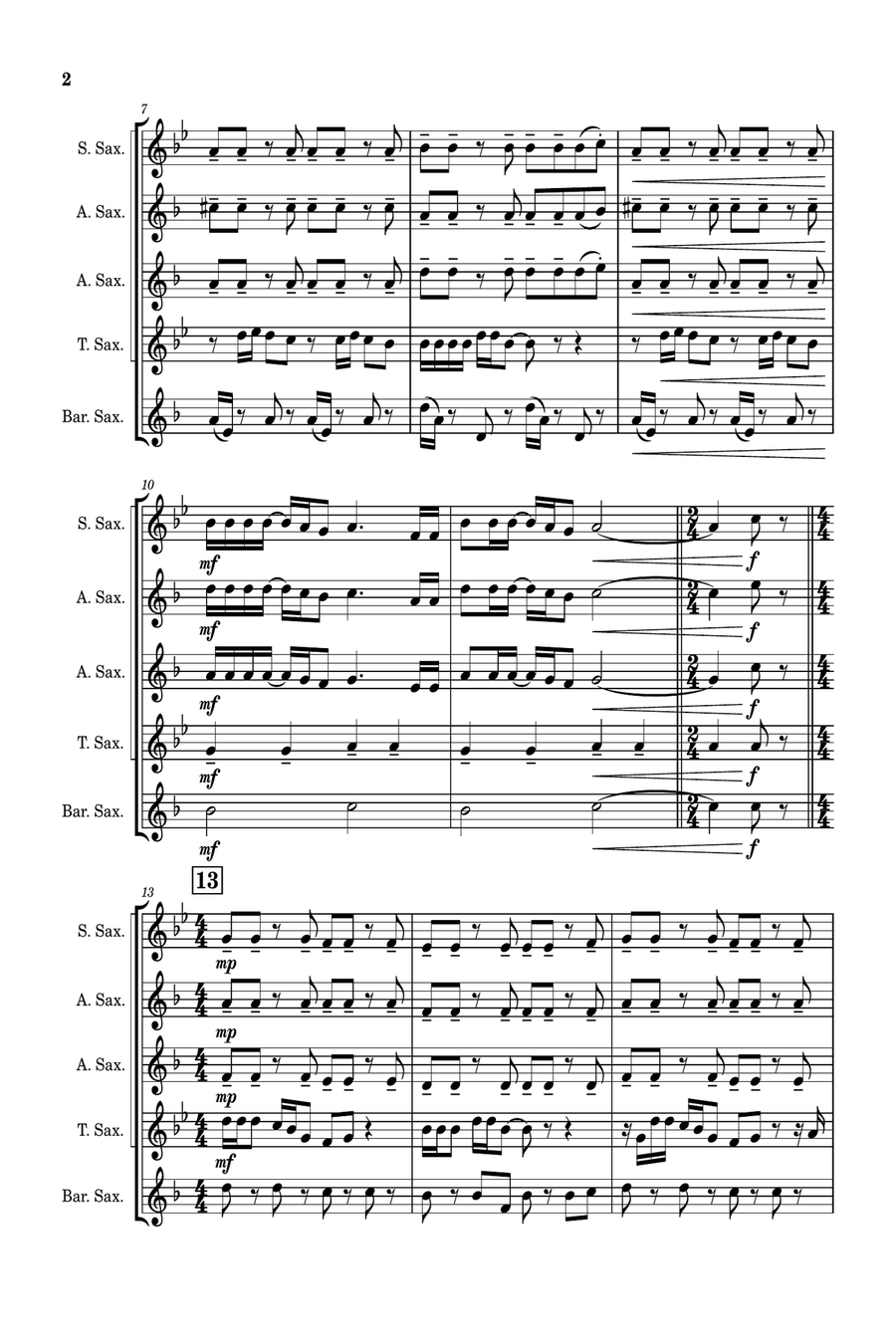 Breakfast In America Saxophone Quintet scores gallery preview page 3