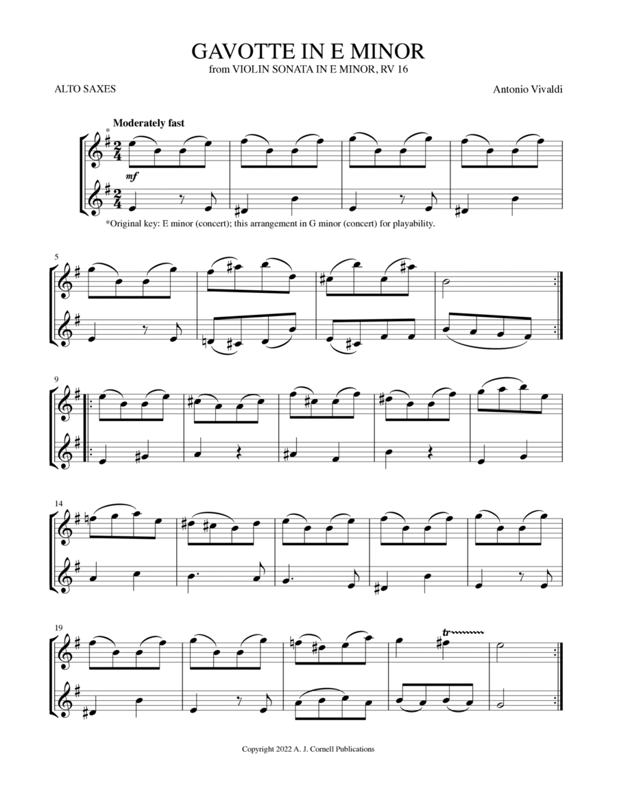 Gavotte in E Minor (from Violin Sonata in E Minor) image number null