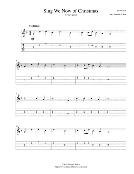 Sing We Now of Christmas - for easy guitar with TAB image number null