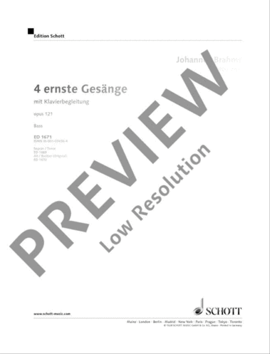 4 ernste Gesänge Bass Voice scores gallery preview page 2