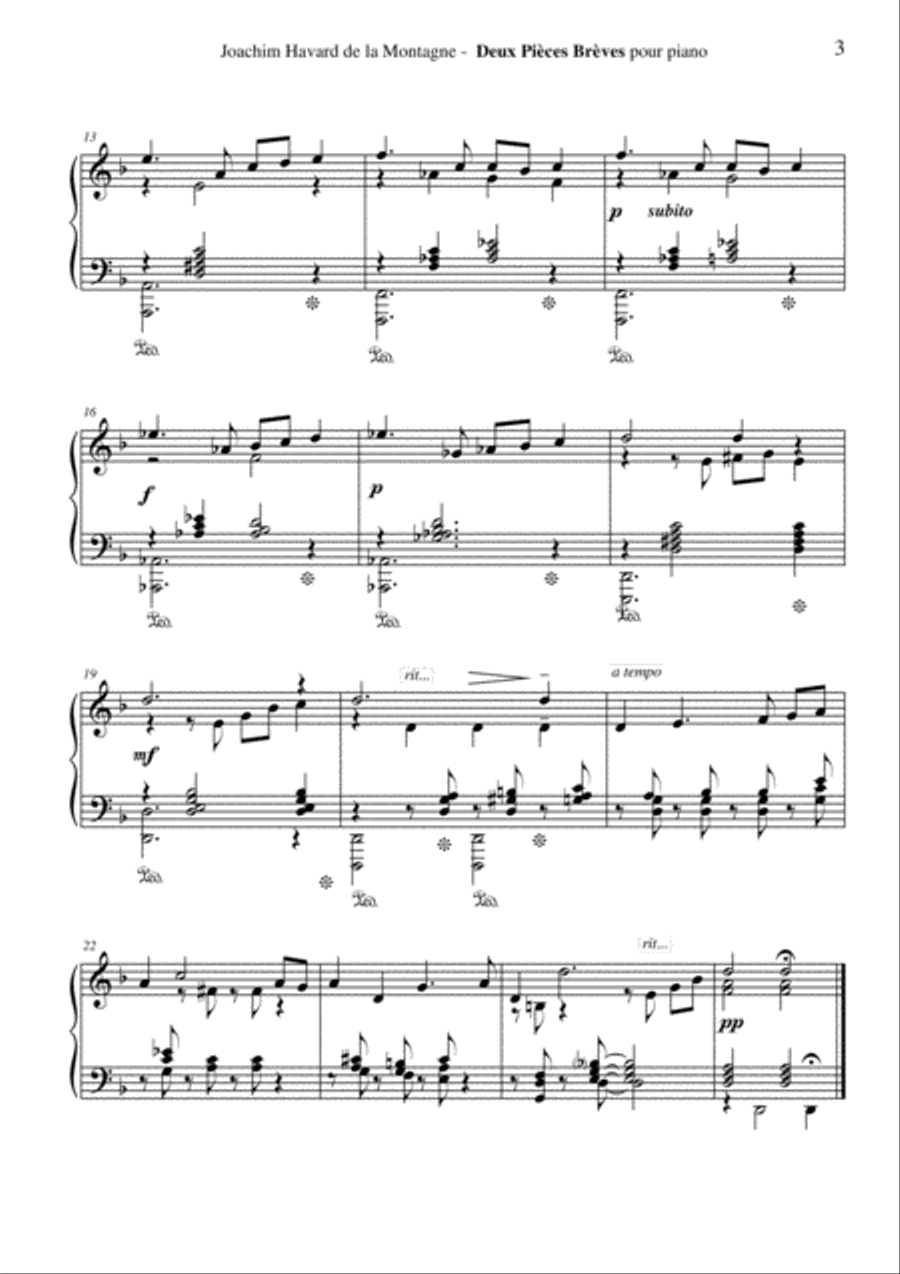 Joachim Havard de la Montagne: Deux Pièces Brèves for piano Easy Piano scores gallery preview page 3