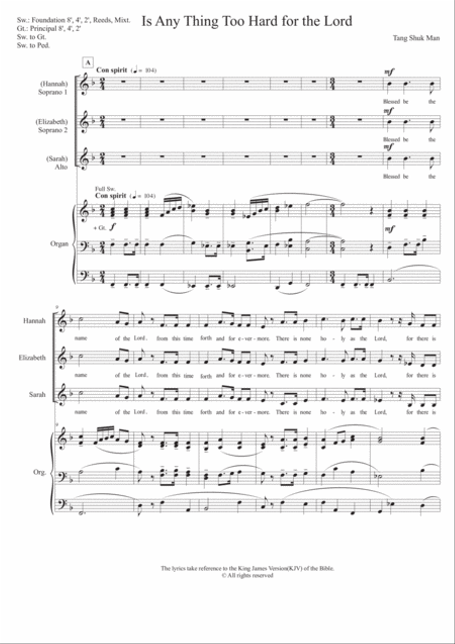 Is Any Thing Too Hard for the Lord SSA scores gallery preview page 2