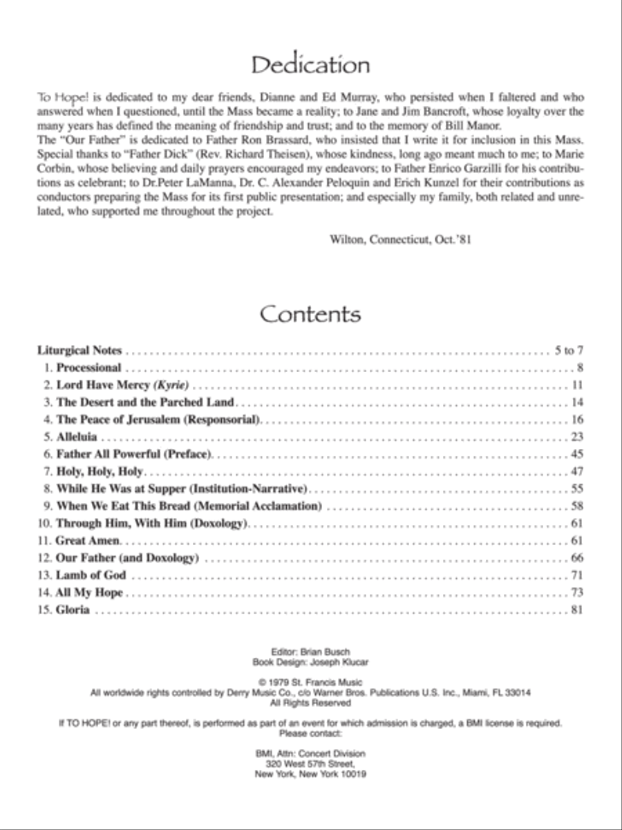 To Hope! (A Celebration) (A Mass in the Revised Roman Ritual) 4-Part scores gallery preview page 2