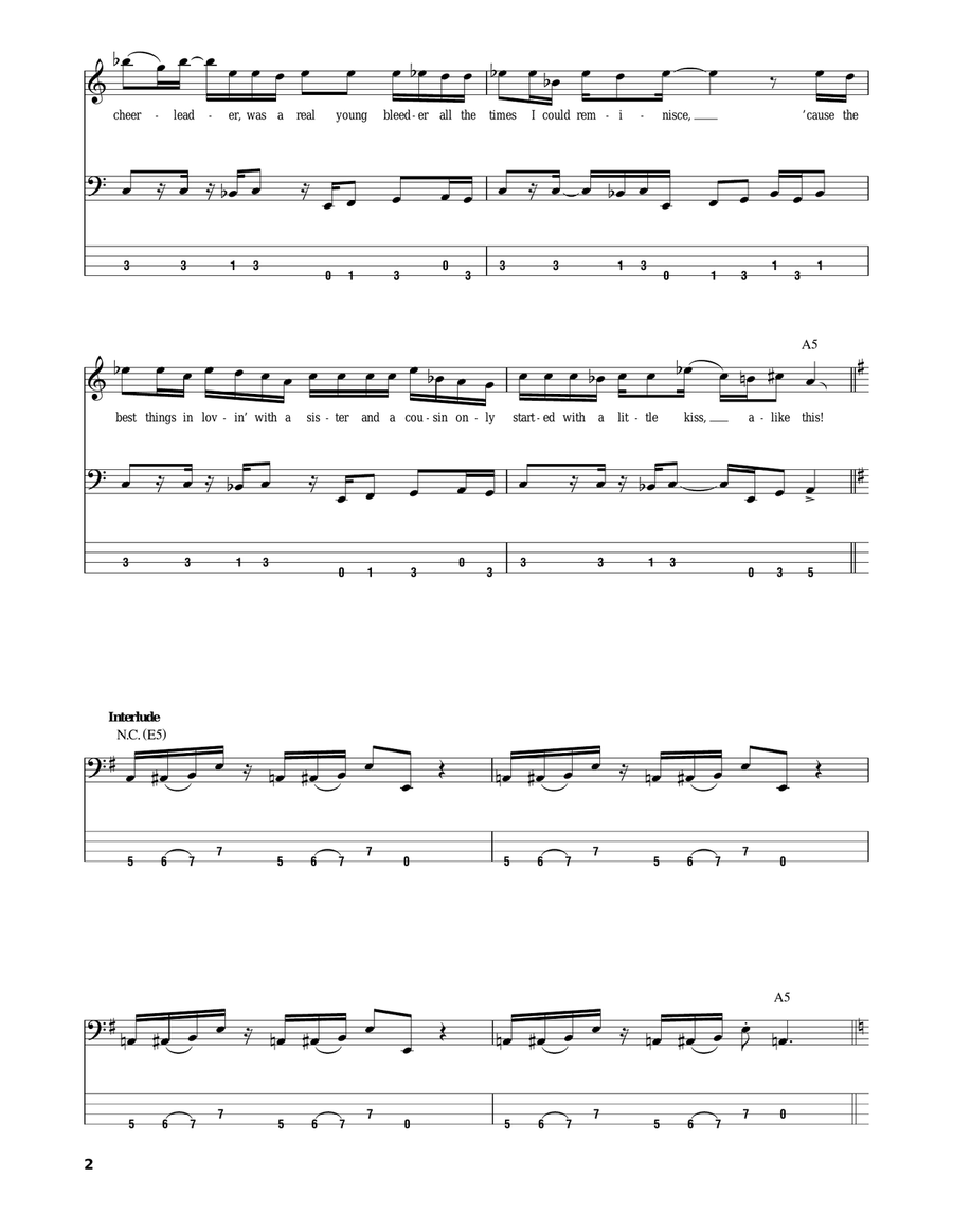 Walk This Way Bass Guitar Tablature scores gallery preview page 2