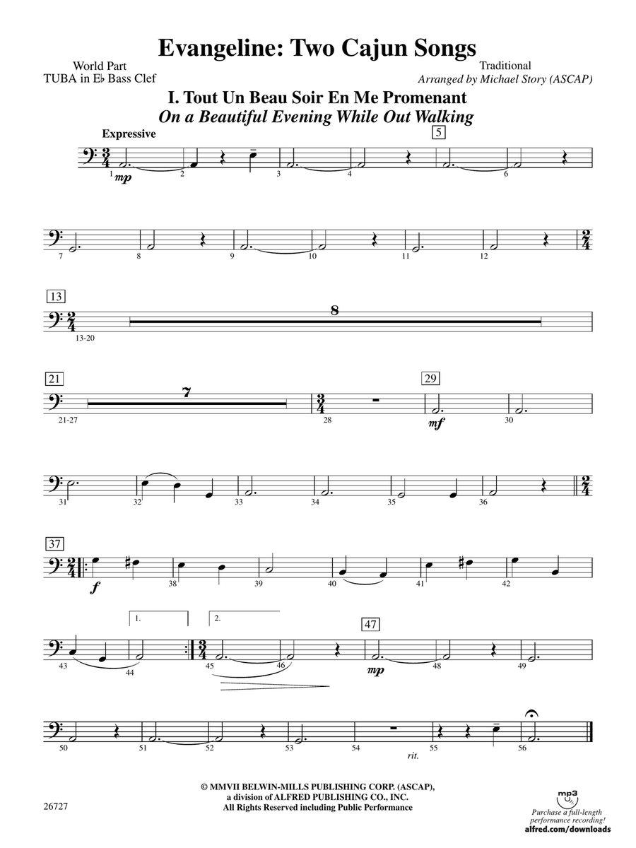 Evangeline: (World Part) E-flat Tuba B.C.