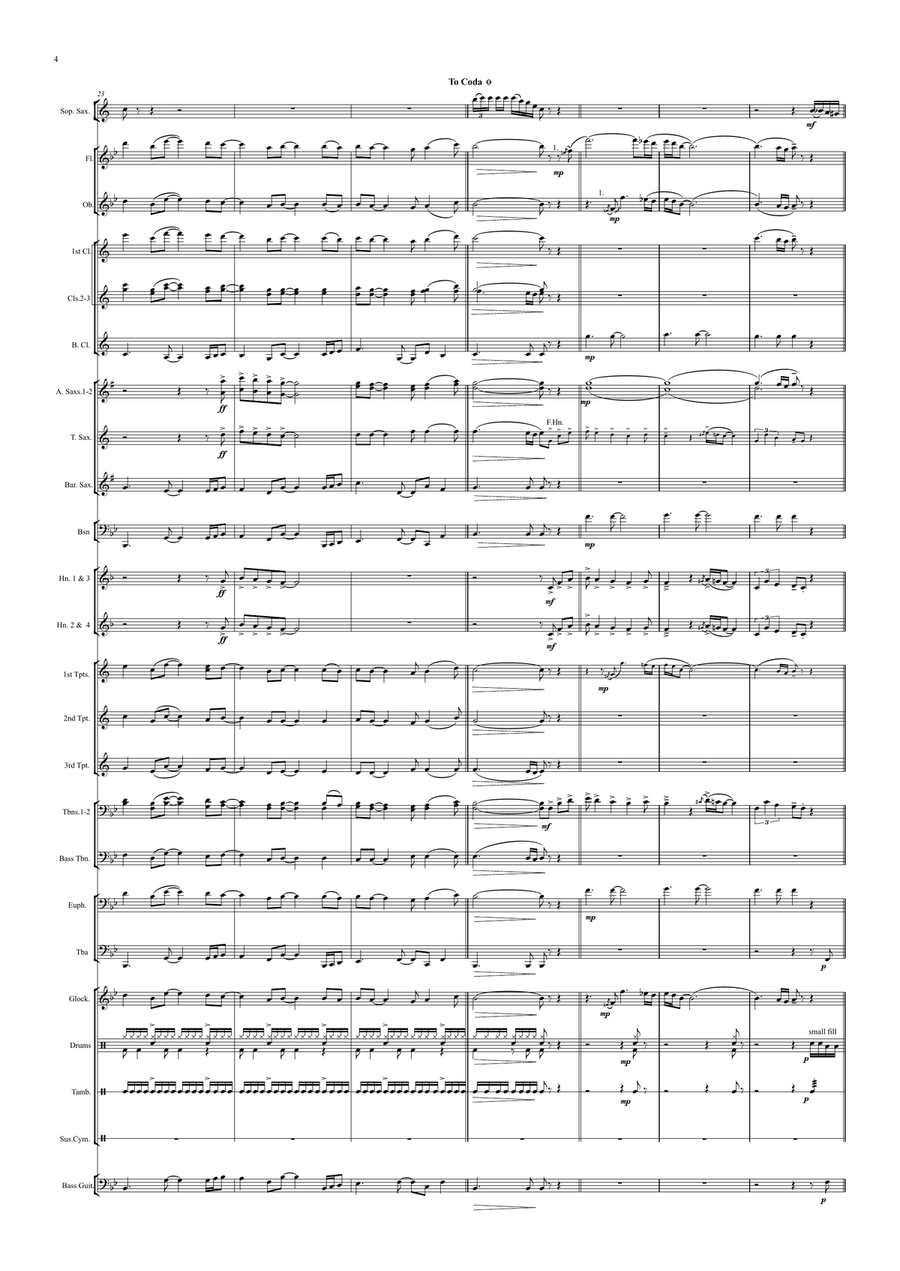 Keep the Fire Alive for Bb Soprano Saxophone & Wind/Concert Band Concert Band scores gallery preview page 4
