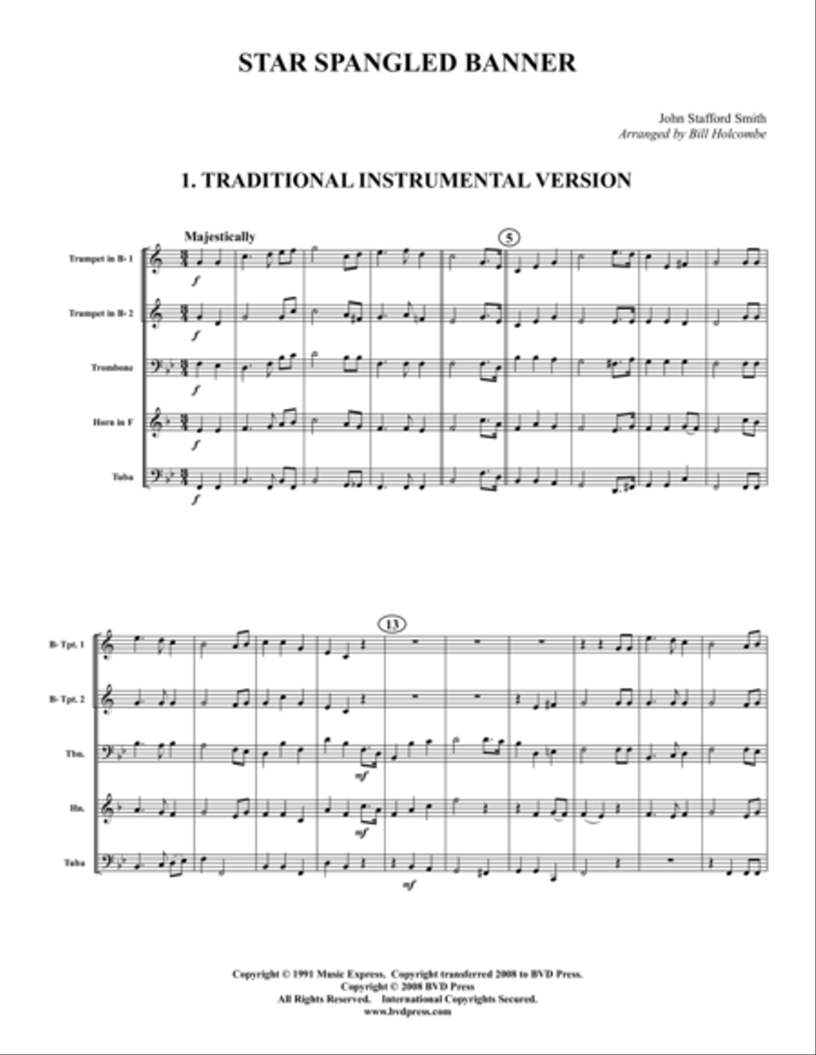 Star Spangled Banner Star Spangled Banner Brass Quintet scores gallery preview page 1