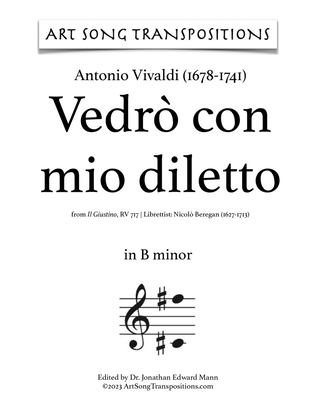Book cover for VIVALDI: Vedrò con mio diletto (transposed to B minor)
