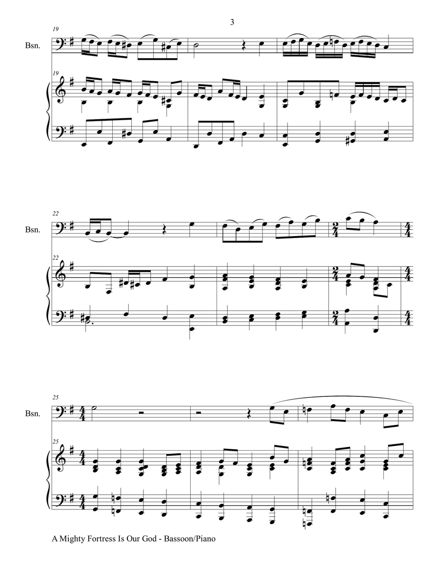 A MIGHTY FORTRESS IS OUR GOD (for Bassoon with Piano - Score and Instrument Part included) Bassoon scores gallery preview page 4
