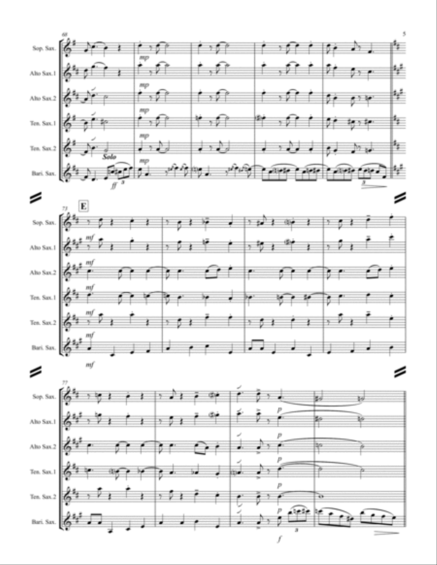 A String Of Pearls Saxophone Quintet scores gallery preview page 6