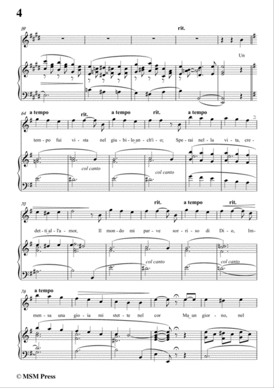 Tosti-Lutto in e minor,for Voice and Piano Voice Solo scores gallery preview page 6
