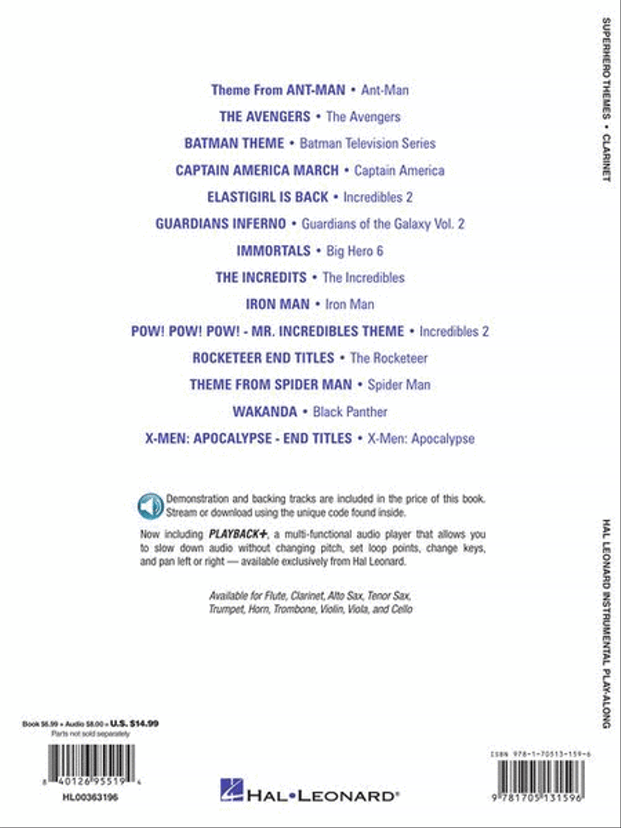 Superhero Themes Instrumental Play-Along for Clarinet