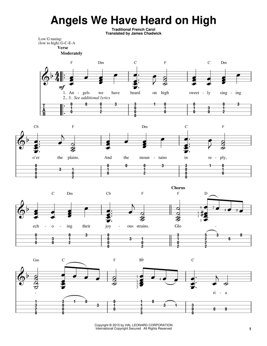 Angels We Have Heard On High Ukulele scores gallery preview page 1