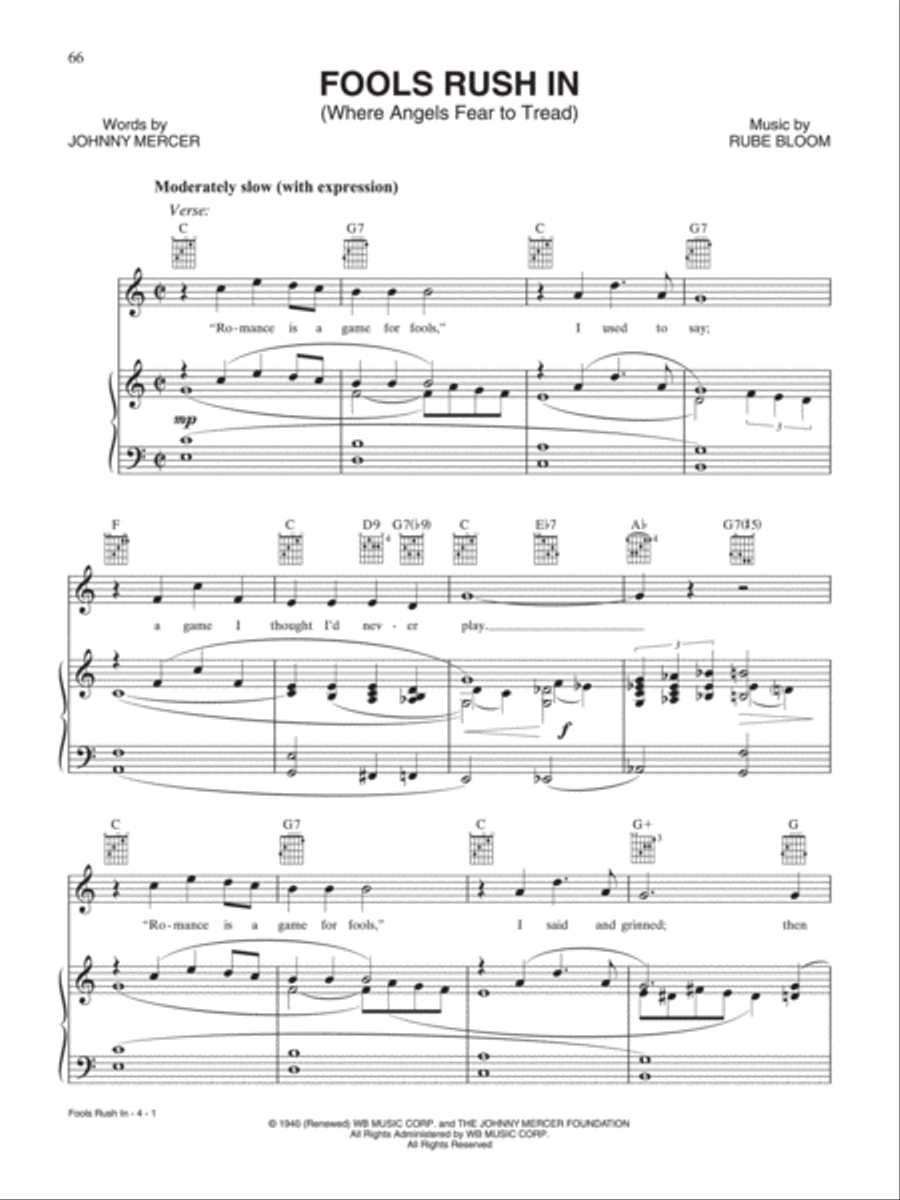 Fools Rush In (Where Angels Fear to Tread) Piano, Vocal, Guitar scores gallery preview page 1