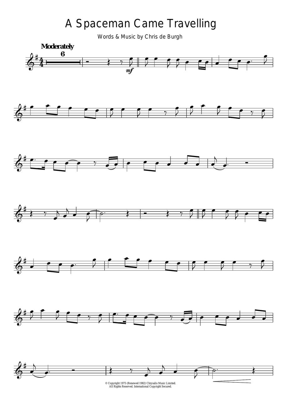 A Spaceman Came Travelling Violin Solo scores gallery preview page 1
