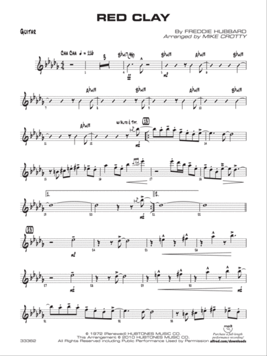 Red Clay: Guitar Jazz Ensemble scores gallery preview page 1