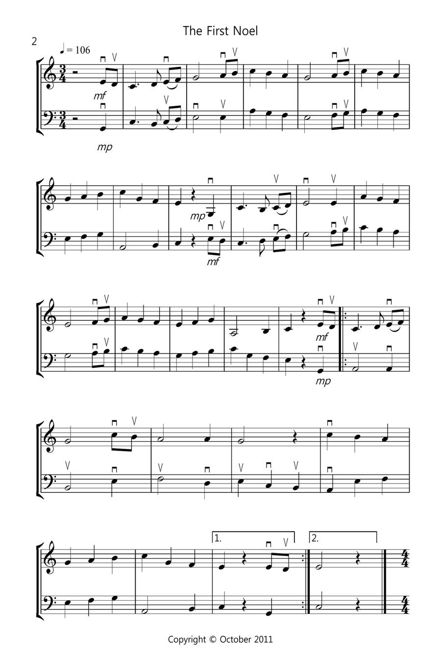 8 Christmas Duets for Violin And Double Bass String Duet scores gallery preview page 2