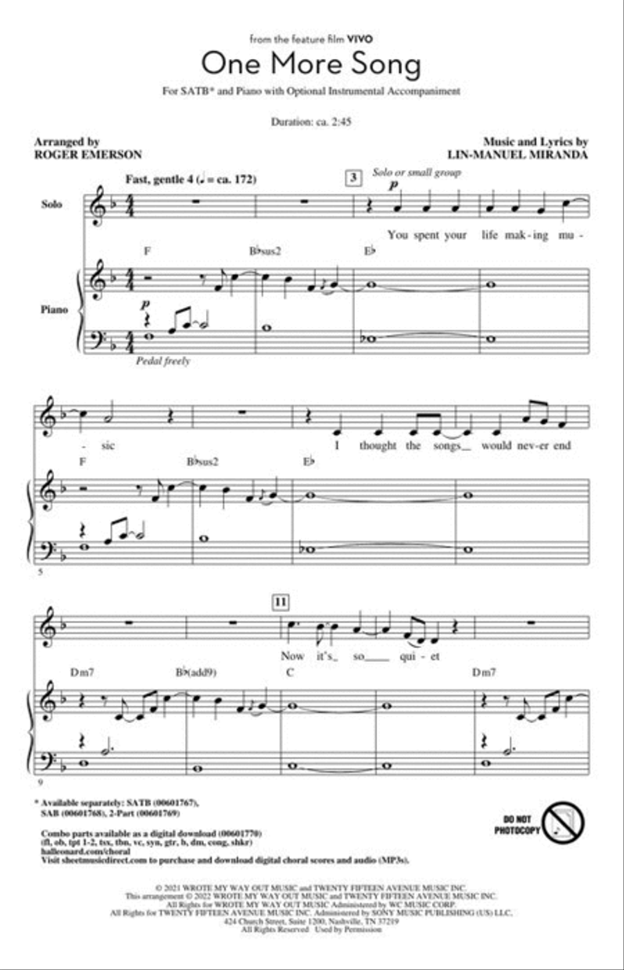 One More Song One More Song 4-Part scores gallery preview page 3