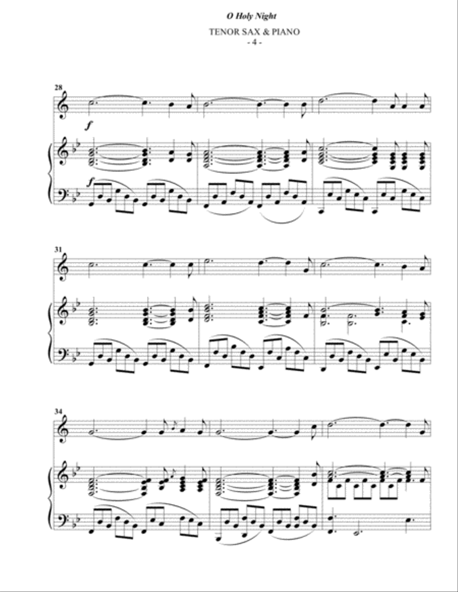 O Holy Night for Tenor Sax & Piano Tenor Saxophone scores gallery preview page 4