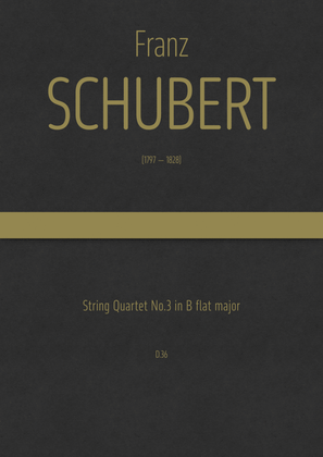 Book cover for Schubert - String Quartet No.3 in B flat major, D.36