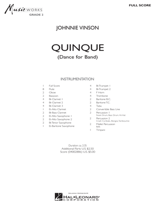 Book cover for Quinque (Dance for Band) - Full Score