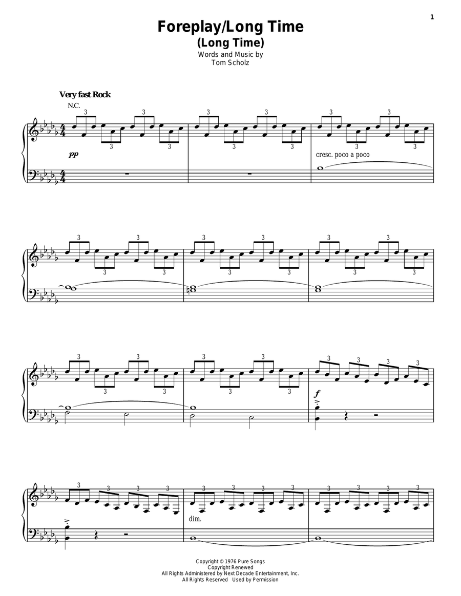 Foreplay/Long Time (Long Time) Piano, Vocal scores gallery preview page 1