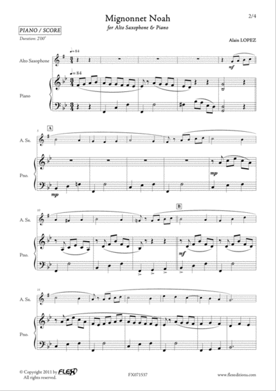 Mignonnet Noah Alto Saxophone scores gallery preview page 2