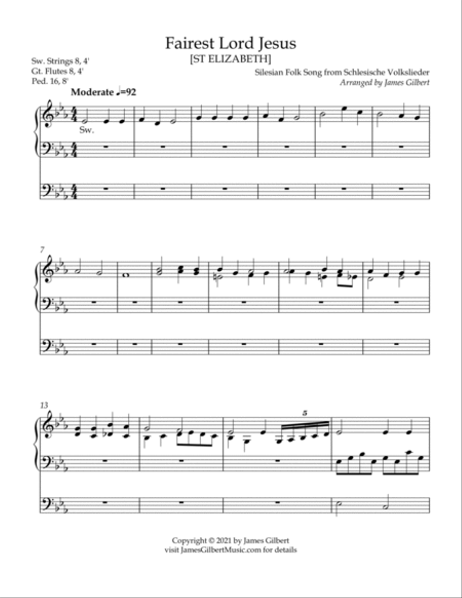 Fairest Lord Jesus Organ Solo scores gallery preview page 2