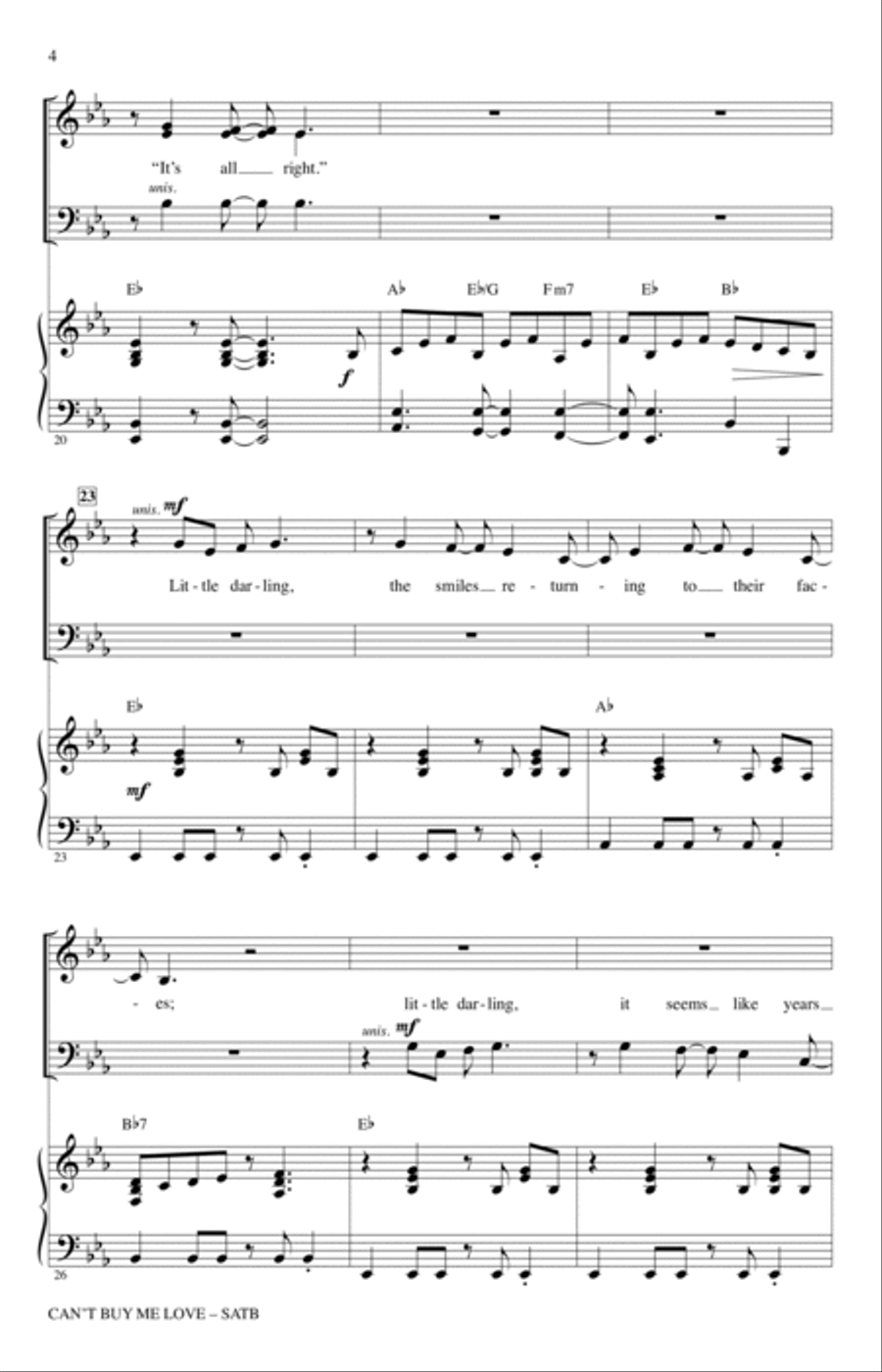 Can't Buy Me Love (Medley of Hits by The Beatles) (arr. Audrey Snyder) 4-Part scores gallery preview page 3