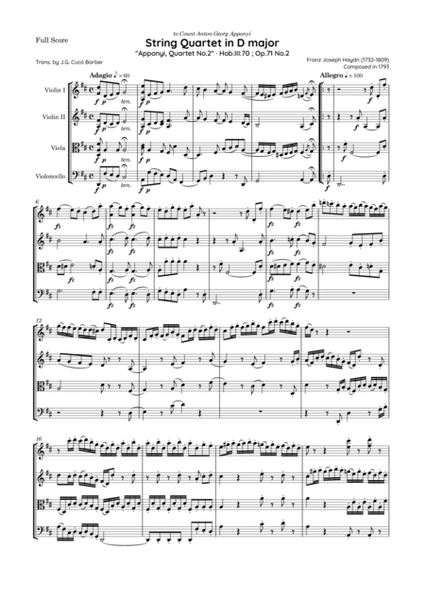 Haydn - String Quartet in D major, Hob.III:70 ; Op.71 No.2 "Apponyi Quartet No.2"