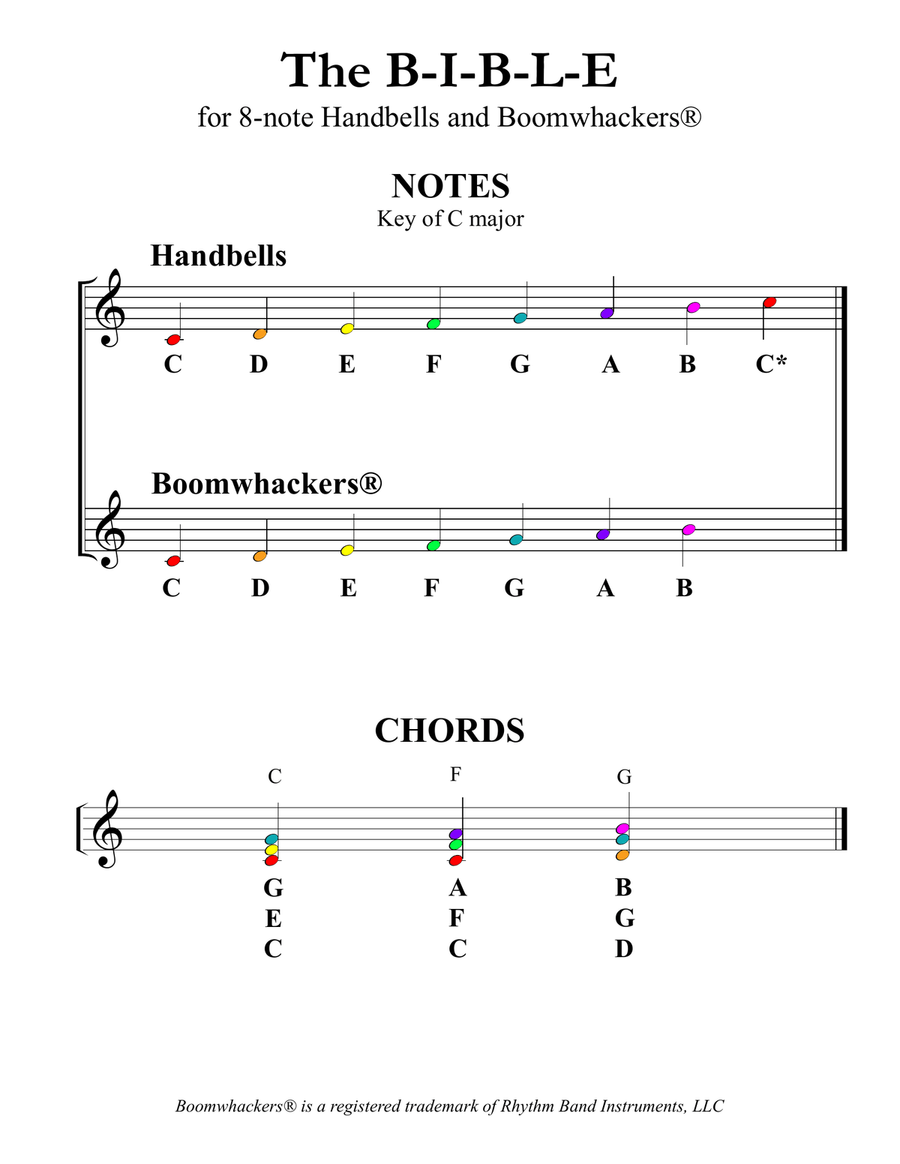 Ten More Praise Choruses (for 13-note Bells and Boomwhackers with Color Coded Notes) Handbell Choir scores gallery preview page 4