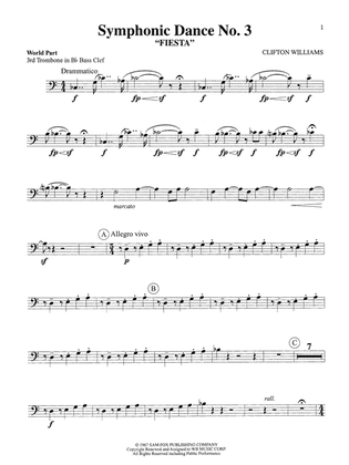 Book cover for Symphonic Dance No. 3 ("Fiesta"): WP 3rd B-flat Trombone B.C.