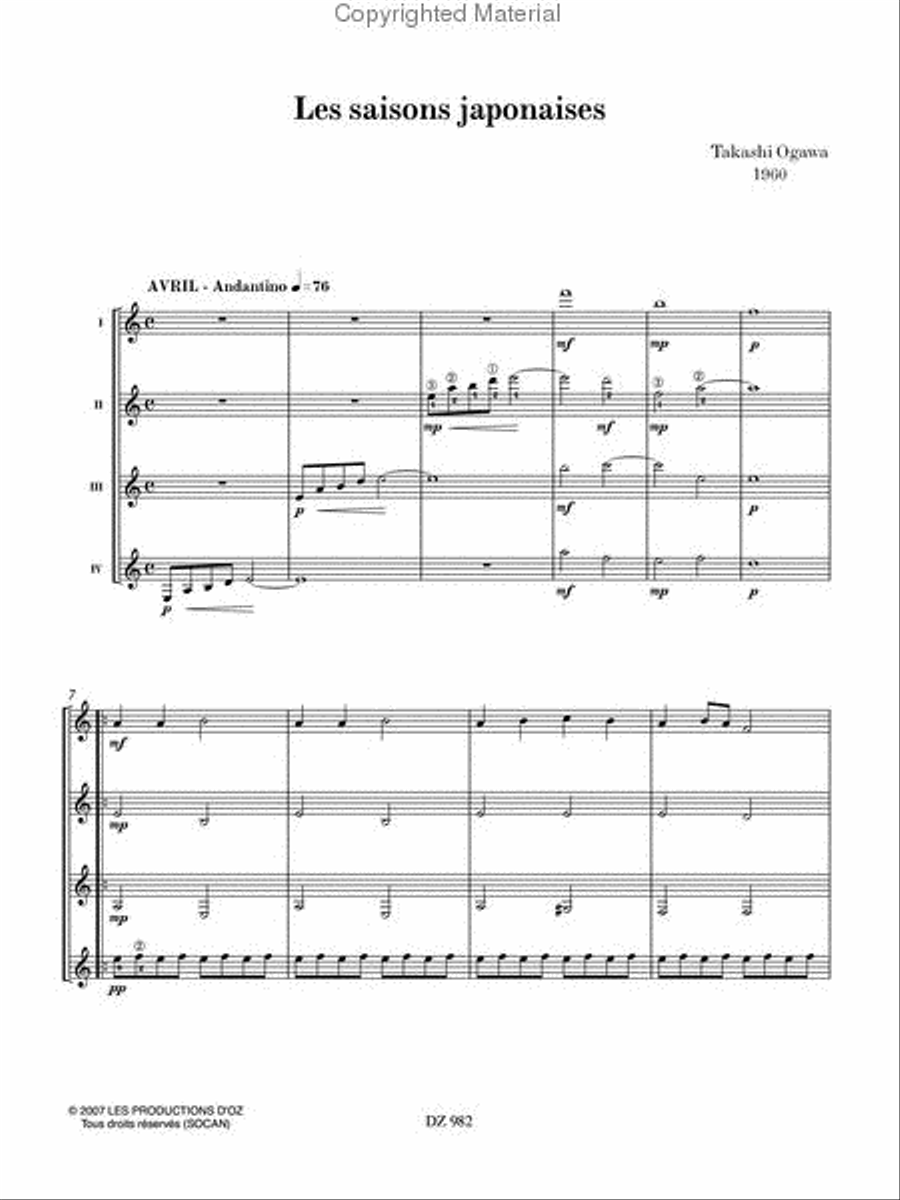 Musique facile pour 4 guitares - Japon (Les saisons japonaises, vol. 2) Guitar Ensemble scores gallery preview page 2