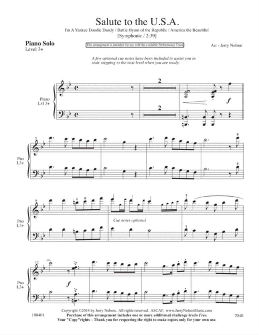 Salute to the U.S.A. - Medley (2 for 1 PIANO Arrangements) Piano Solo scores gallery preview page 2
