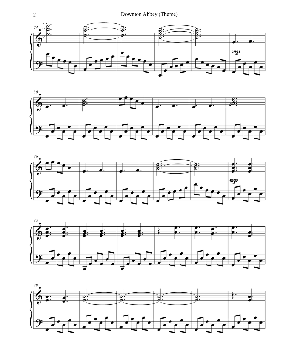 Downton Abbey (theme) Piano Solo scores gallery preview page 2