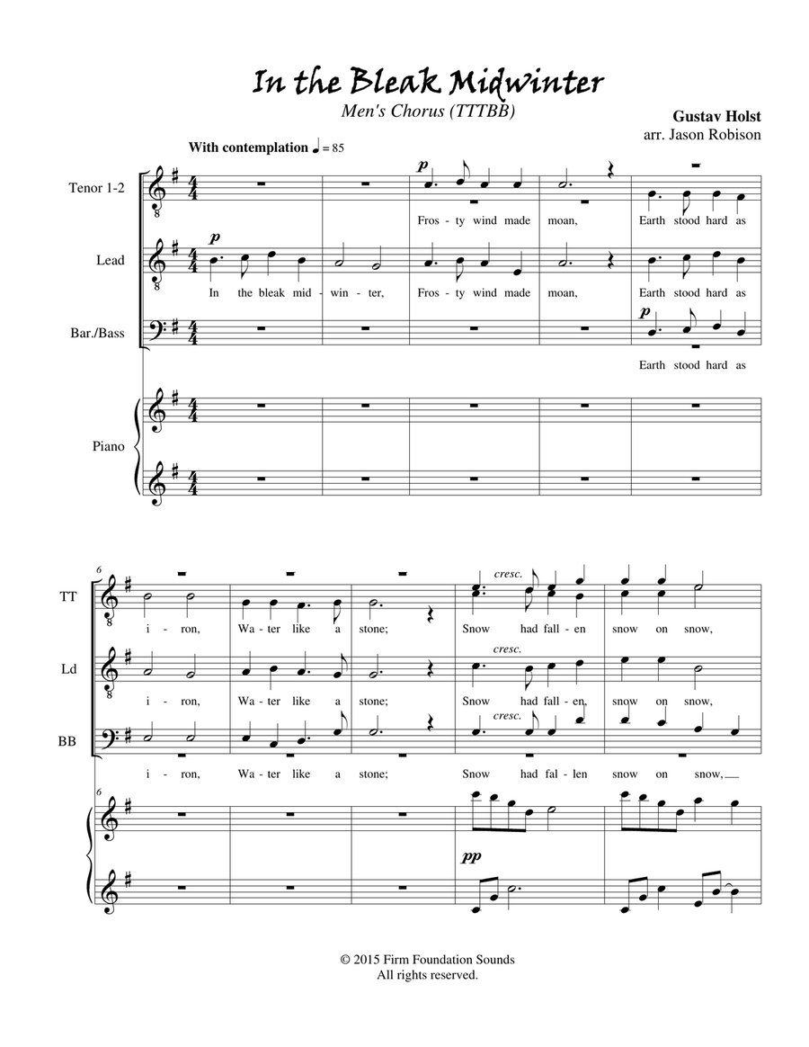In the Bleak Midwinter TTBB TTBB scores gallery preview page 1