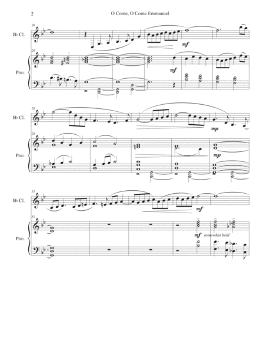O Come, O Come Emmanuel Clarinet Solo scores gallery preview page 2