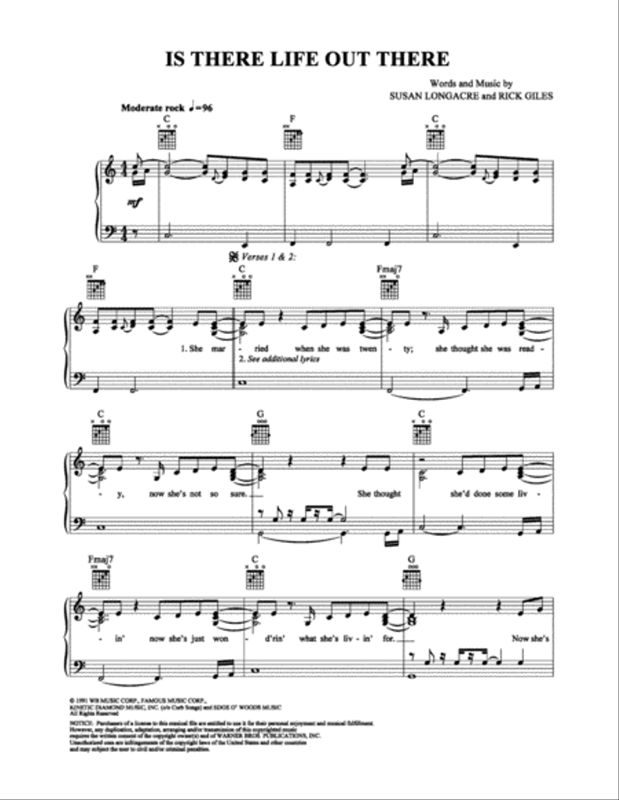 Is There Life Out There Piano, Vocal, Guitar scores gallery preview page 1
