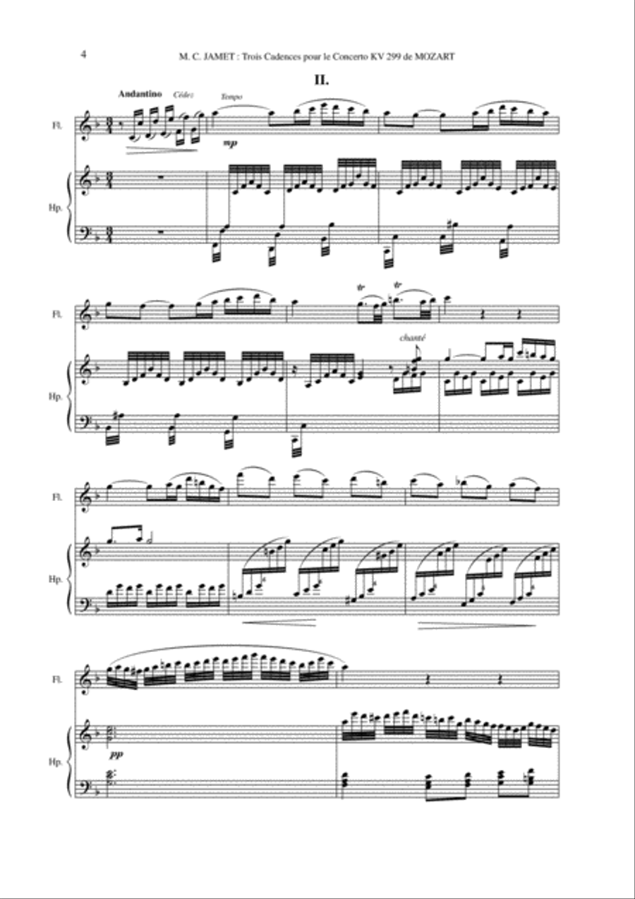 Marie-Claire Jamet: Three Cadenzas for Mozart's Flute and Harp Concerto, K. 299 Flute scores gallery preview page 4