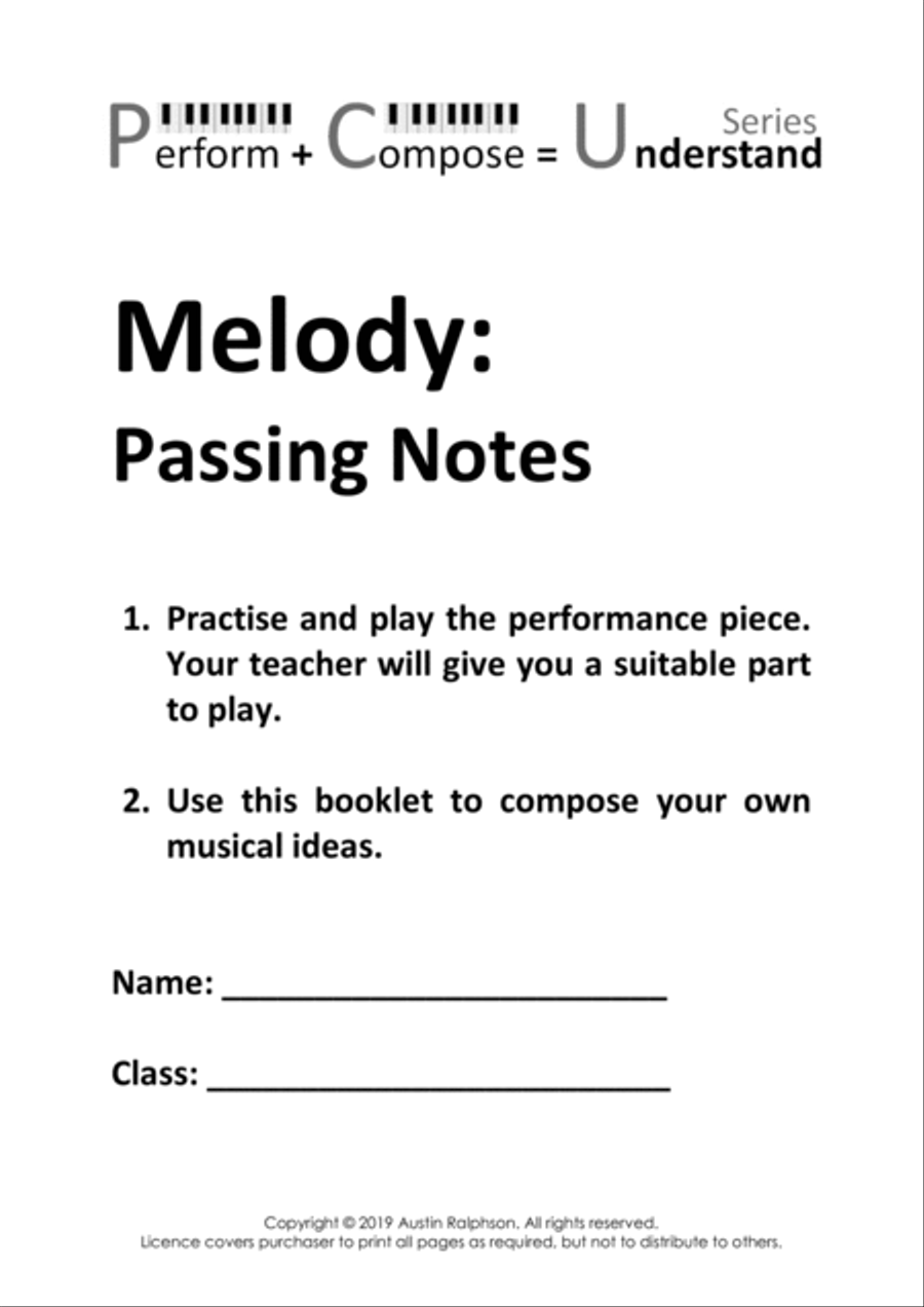 Melody: Passing Notes educational pack - Perform Compose Understand PCU Series School and Community scores gallery preview page 5