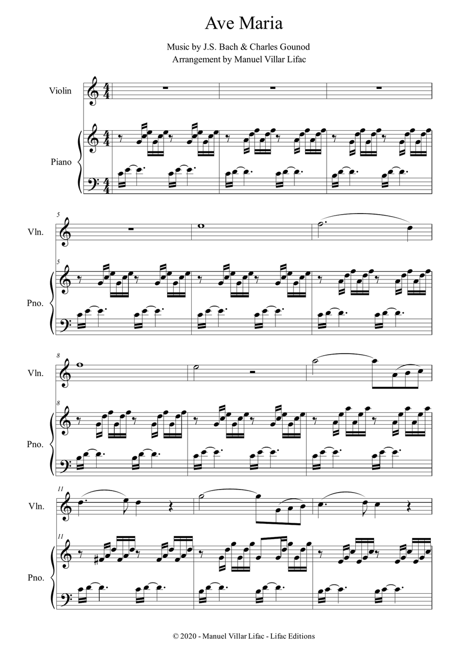 Ave Maria - Violin and Piano Duet - J.S. Bach & Charles Gounod Violin Solo scores gallery preview page 1