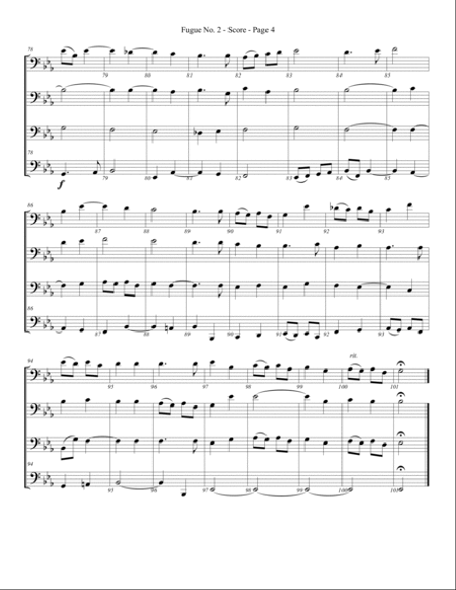 Fugue No. 2 for Trombone or Low Brass Quartet Brass Quartet scores gallery preview page 4