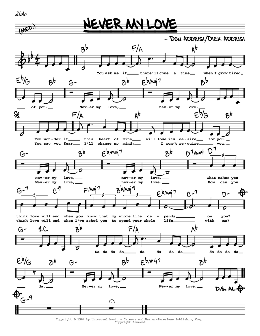 Never My Love (Low Voice) Low Voice scores gallery preview page 1