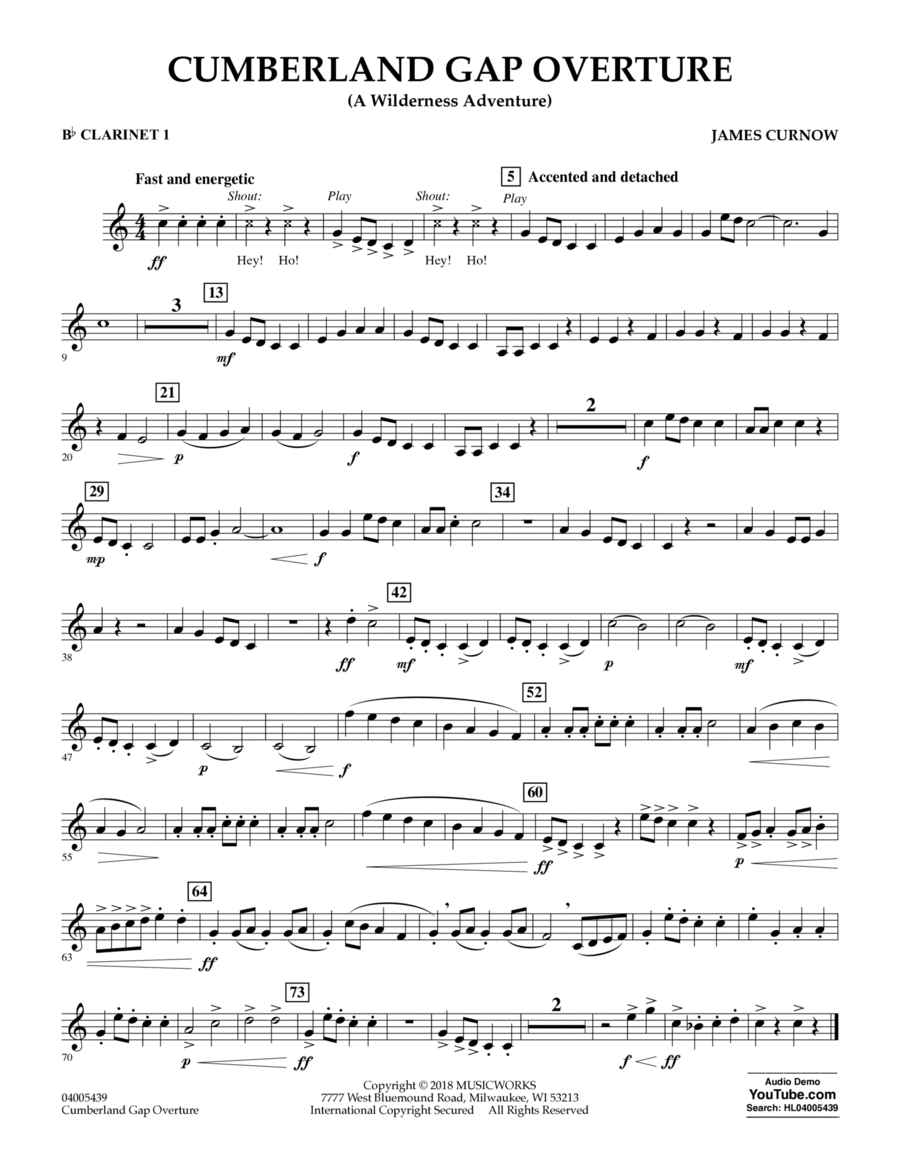 Cumberland Gap Overture (A Wilderness Adventure) - Bb Clarinet 1