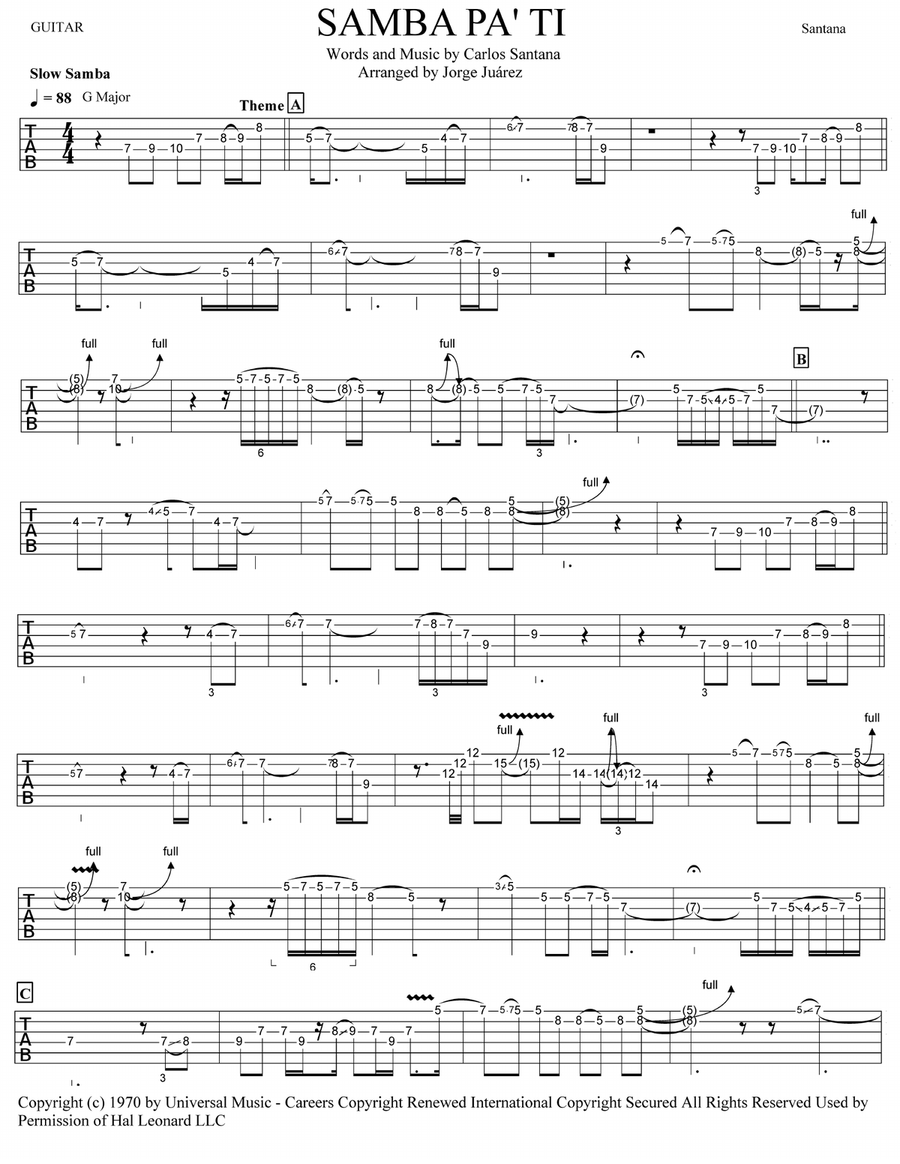 Samba Pa Ti Acoustic Guitar scores gallery preview page 1