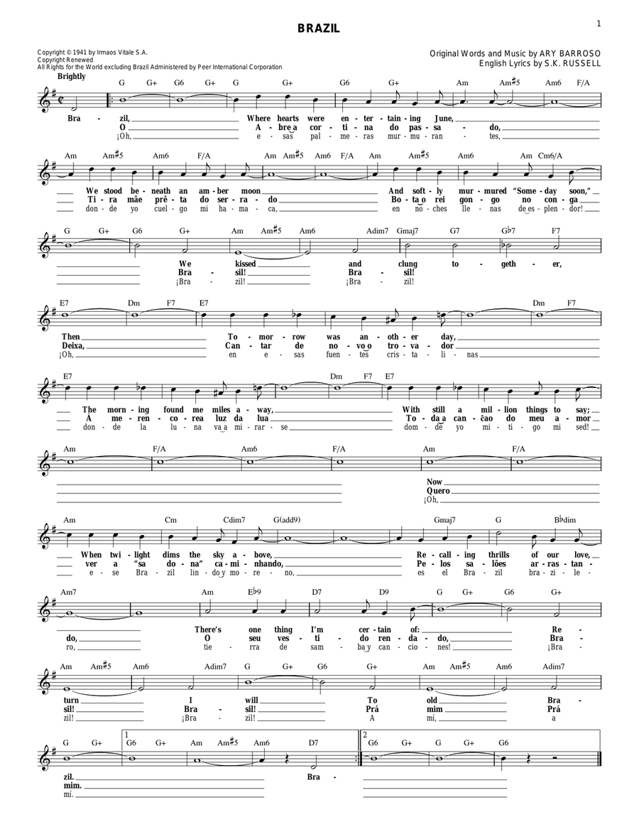 Brazil Brazil Electric Guitar scores gallery preview page 1
